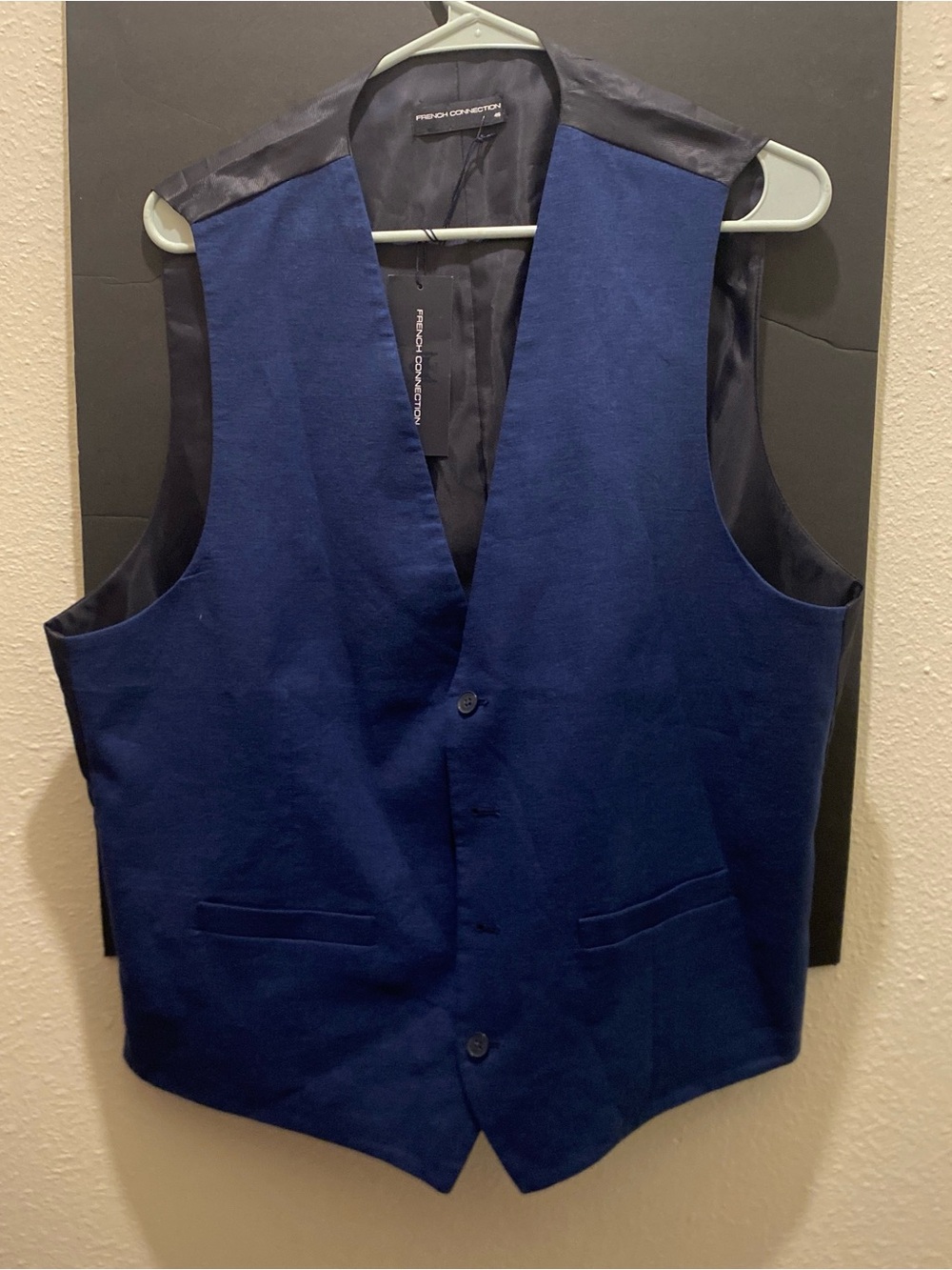 French Connection Blue Waistcoat Vest Men’s Large “46” Slim Fit Suit Formal NWT